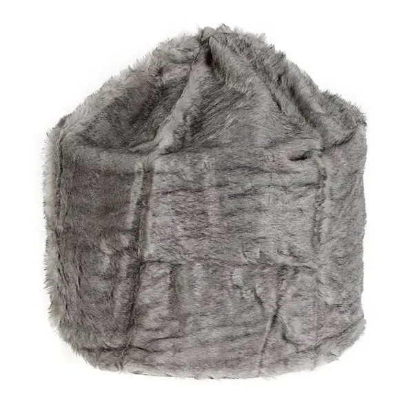 Tipped Faux Fur Beanbag - Grey