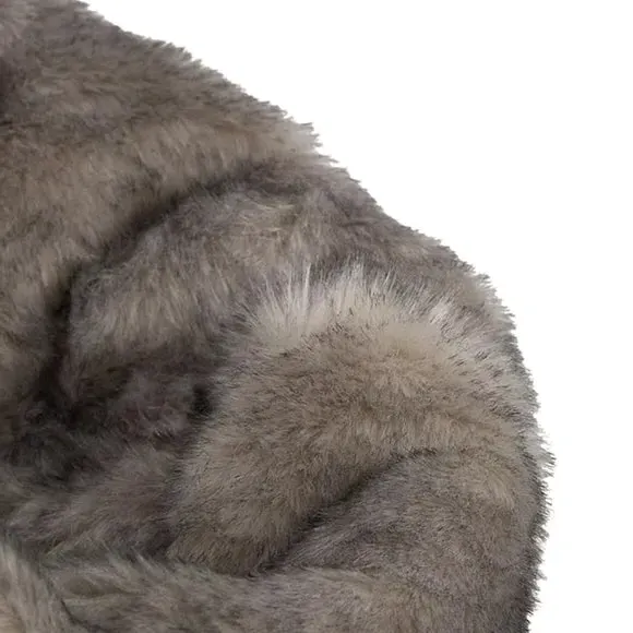 Tipped Faux Fur Beanbag - Grey