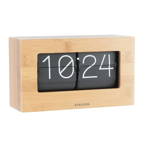 Boxed Flip Mantel Clock - Natural, Bamboo