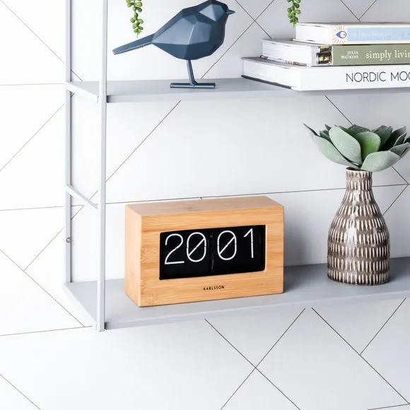 Boxed Flip Mantel Clock - Natural, Bamboo