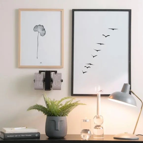 Mini Flip Desk Clock - Grey, Steel