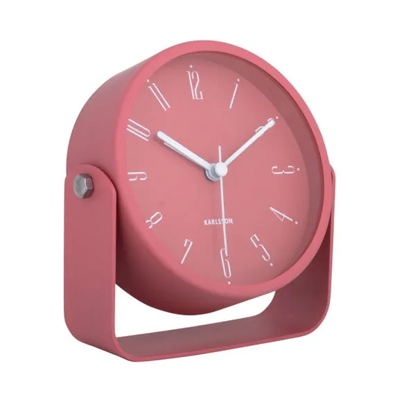 Round Alarm Clock with Numbers - Red, Iron