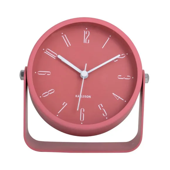 Round Alarm Clock with Numbers - Red, Iron