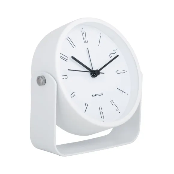 Round Alarm Clock with Numbers - White, Iron