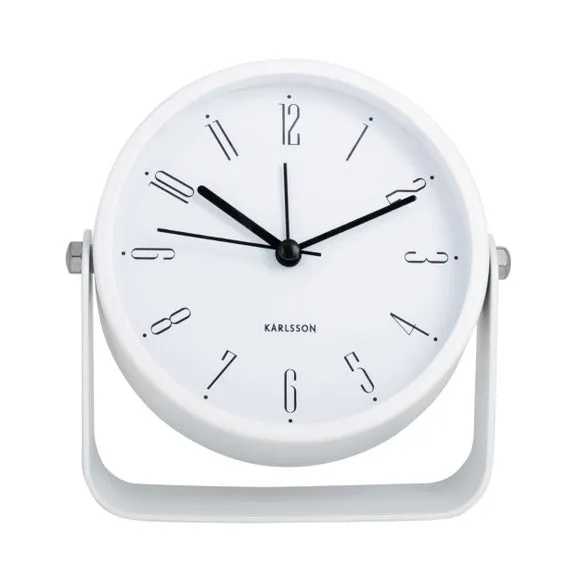 Round Alarm Clock with Numbers - White, Iron