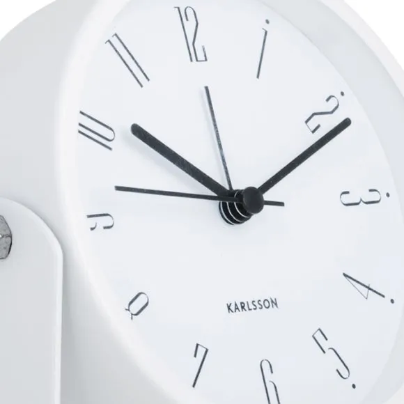 Round Alarm Clock with Numbers - White, Iron