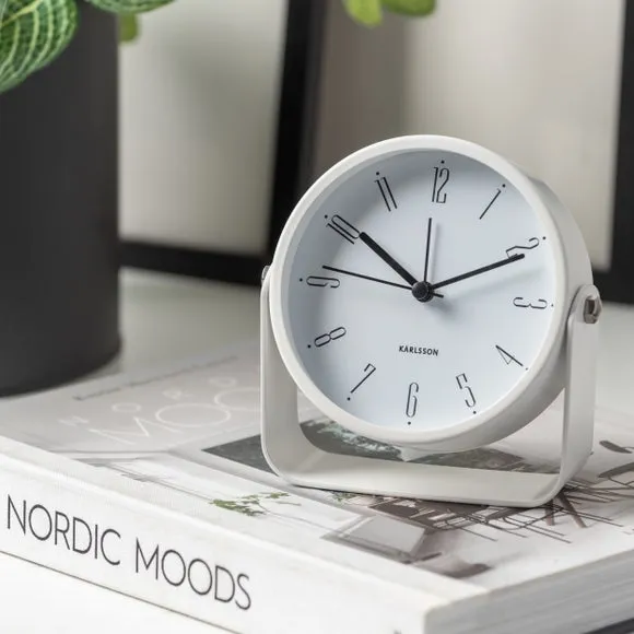 Round Alarm Clock with Numbers - White, Iron