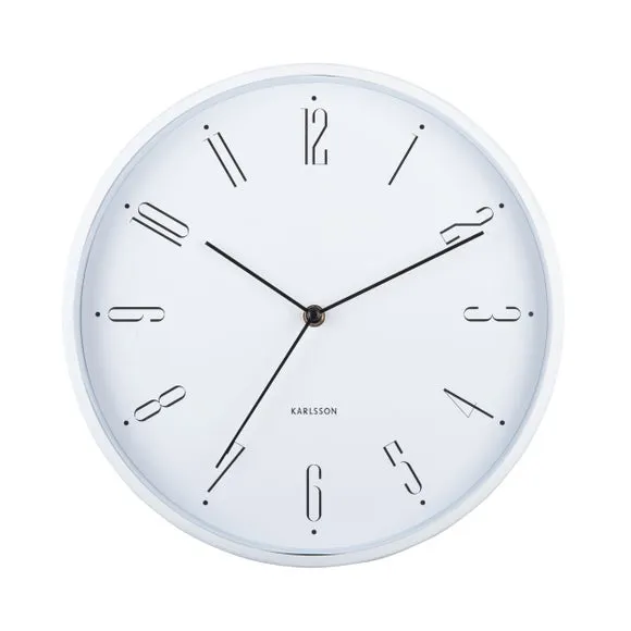 Round Wall Clock with Numbers - White, Iron