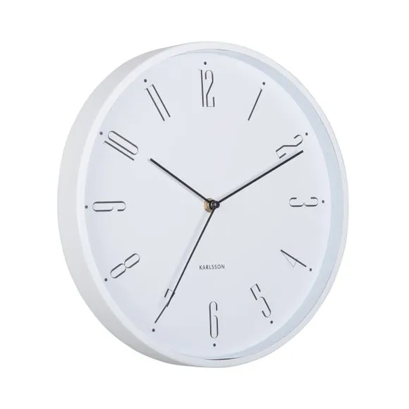 Round Wall Clock with Numbers - White, Iron