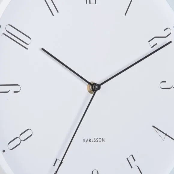 Round Wall Clock with Numbers - White, Iron