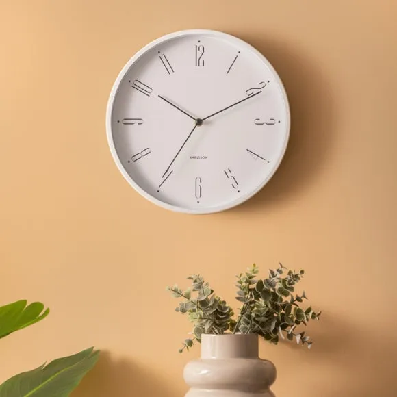 Round Wall Clock with Numbers - White, Iron image