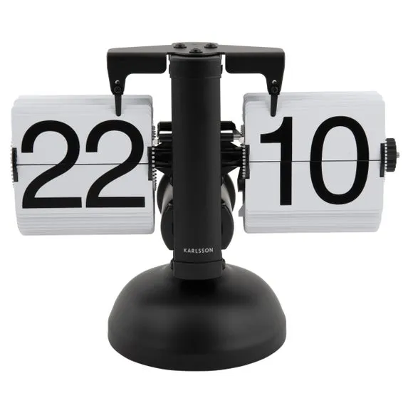 Small Flip Mantel Clock - White, Steel