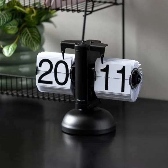 Small Flip Mantel Clock - White, Steel