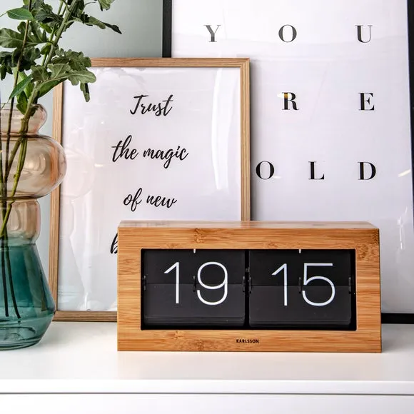XL Flip Mantel Clock with Cards - Natural