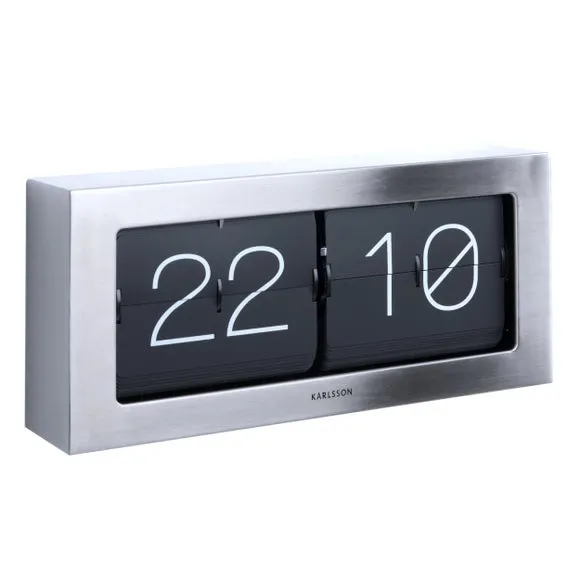 XL Flip Mantel Clock with Cards - Silver