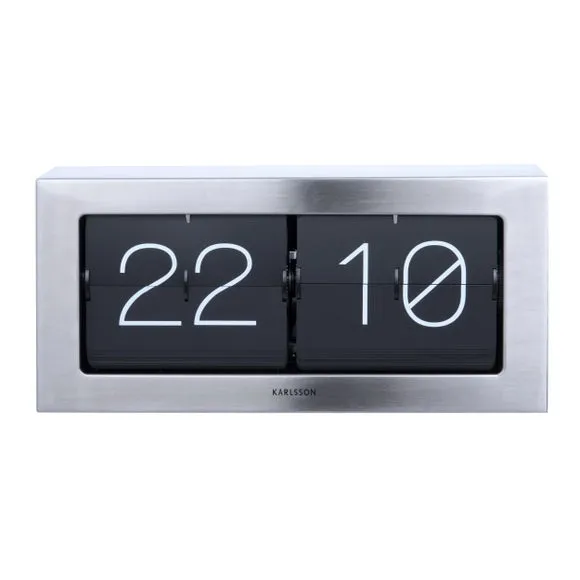 XL Flip Mantel Clock with Cards - Silver
