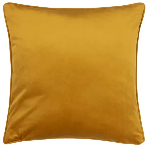 Square Cushion with Piped Trim - Blue, Velvet