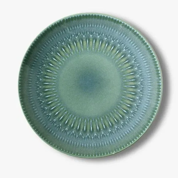 Set of 2 Dinner Plates - Green, Stoneware