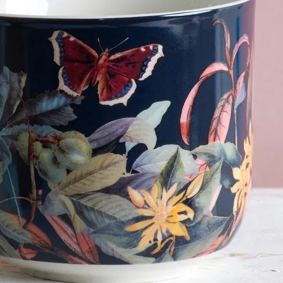 Set of 2 Floral Mugs - Blue, Fine China