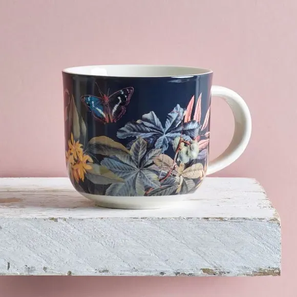 Set of 2 Floral Mugs - Blue, Fine China image