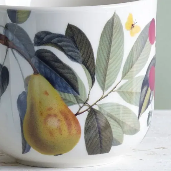 Set of 2 Floral Mugs - White, Fine China