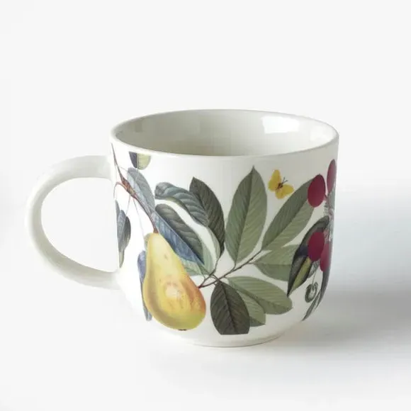 Set of 2 Mugs Fruit & Floral - White, China image