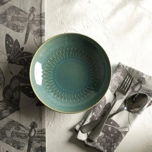 Set of 2 Pasta Bowls - Green, Stoneware