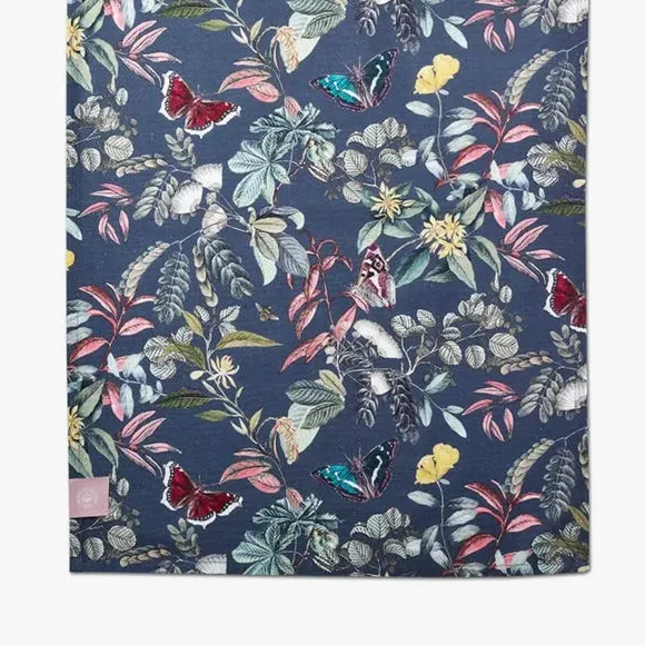 Set of 2 Tea Towels Floral Print - Blue, Cotton