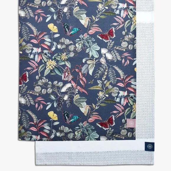 Set of 2 Tea Towels Floral Print - Blue, Cotton image