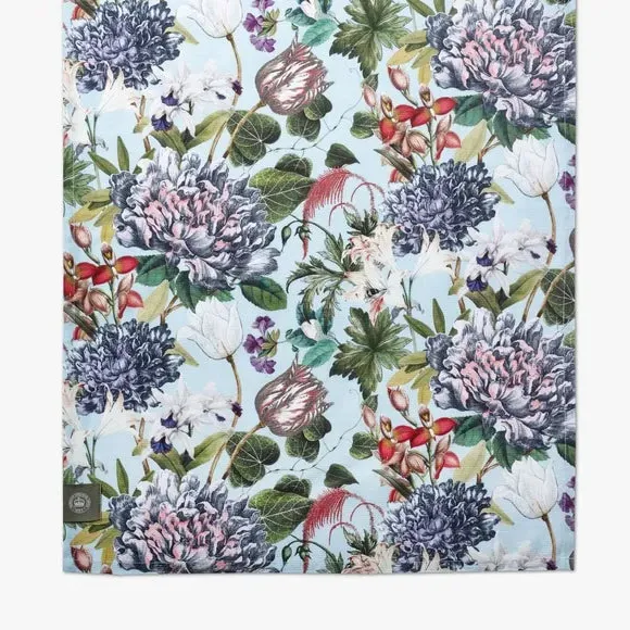 Set of 2 Tea Towels Floral Print - Green, Cotton