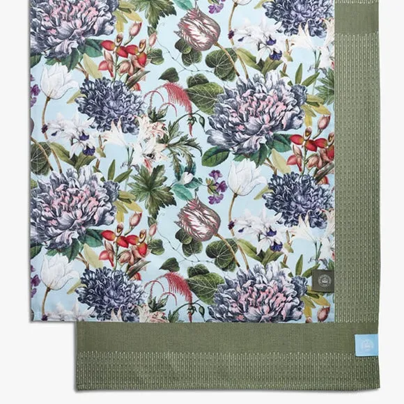 Set of 2 Tea Towels Floral Print - Green, Cotton image