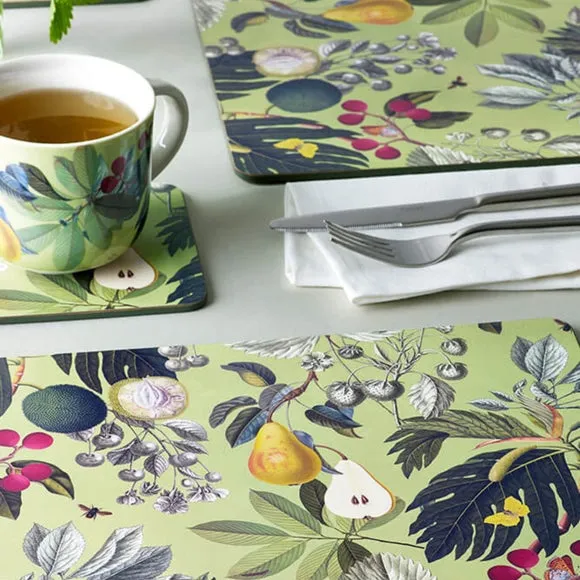 Set of 4 Rectangle Placemats - Green, Cork