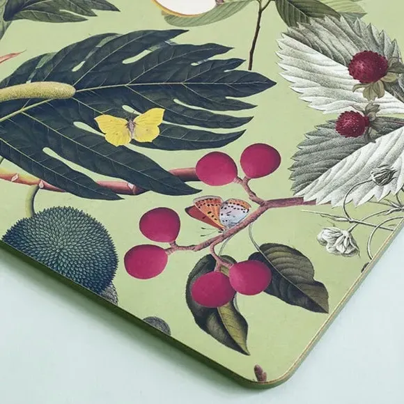Set of 4 Rectangle Placemats - Green, Cork