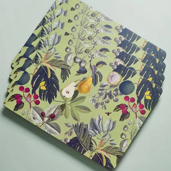 Set of 4 Rectangle Placemats - Green, Cork image