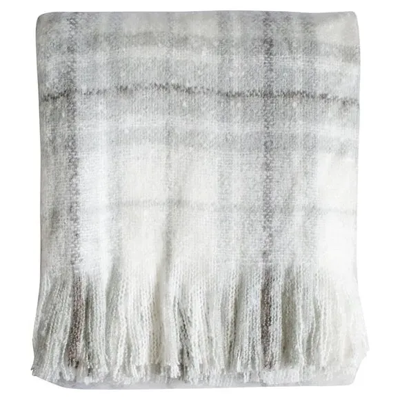 Checked Throw Blanket - Grey, Faux Mohair image