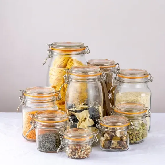 1.5L Square Storage Jar with Clip Lid - Clear