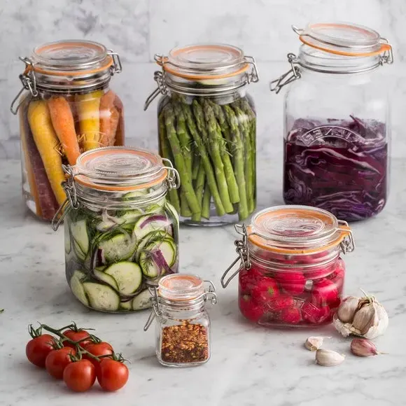 1.5L Square Storage Jar with Clip Lid - Clear