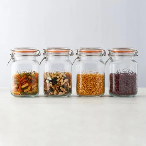 1.5L Square Storage Jar with Clip Lid - Clear image