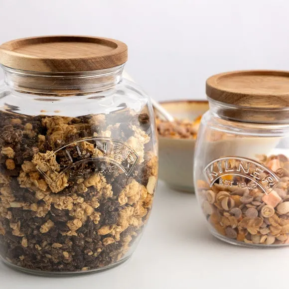 2-Piece Storage Jar Set with Lids - Clear, Glass