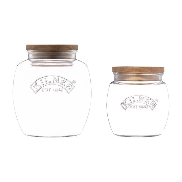 2-Piece Storage Jar Set with Lids - Clear, Glass