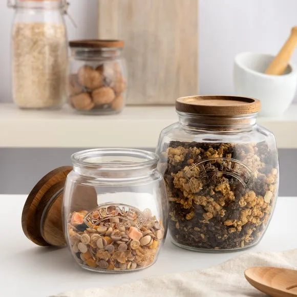 2-Piece Storage Jar Set with Lids - Clear, Glass image