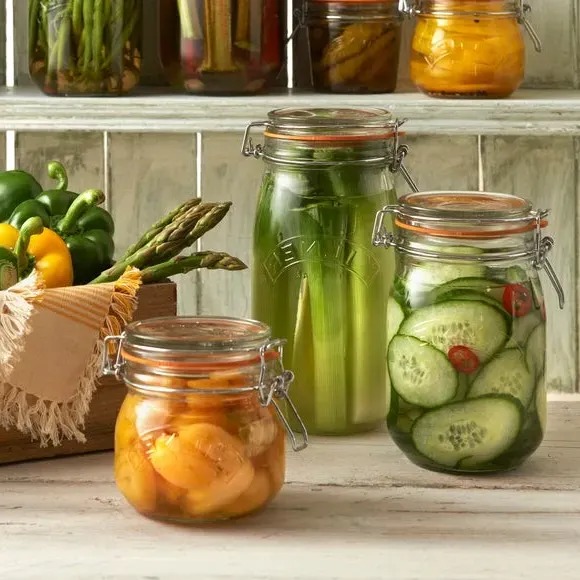 2L Round Storage Jar with Clip Lid - Clear Glass