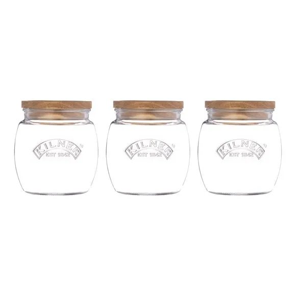 3-Piece Storage Jar Set - Clear, Glass image