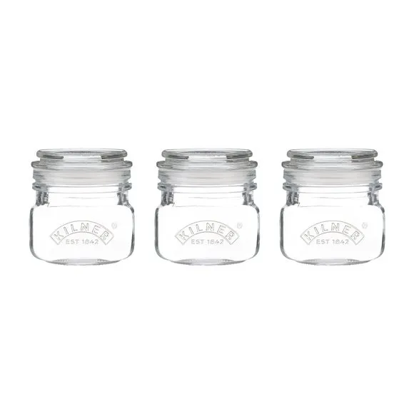 3-Piece Storage Jar Set with Push Lid - Clear