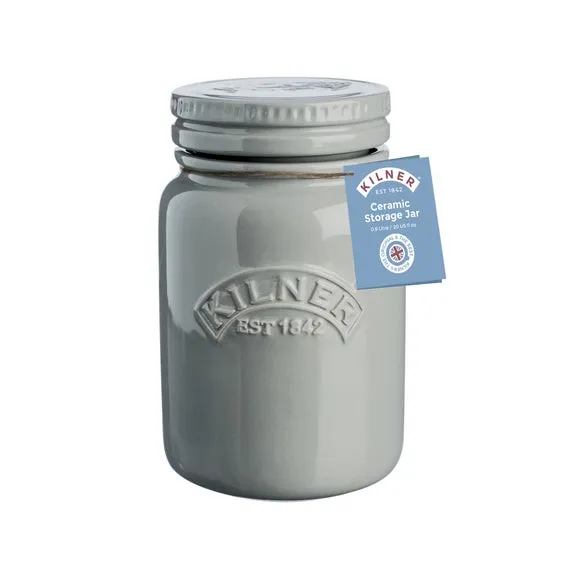600ml Storage Jar with Push Lid - Natural, Ceramic