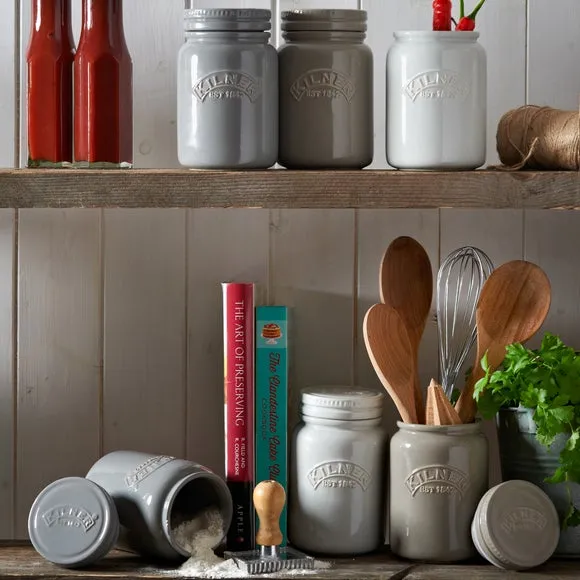 600ml Storage Jar with Push Lid - Natural, Ceramic