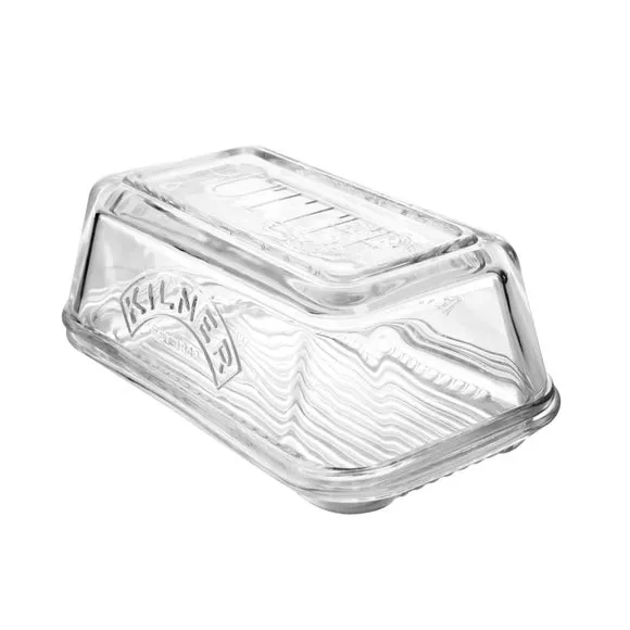 Butter Dish with Ridged Base - Clear, Glass