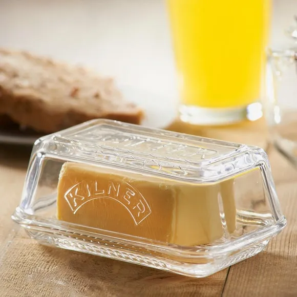 Butter Dish with Ridged Base - Clear, Glass