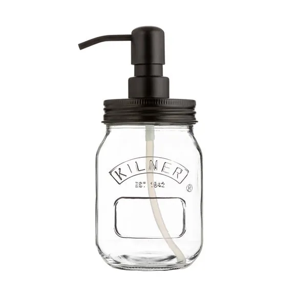 Soap Dispenser with Steel Pump - Clear, Glass