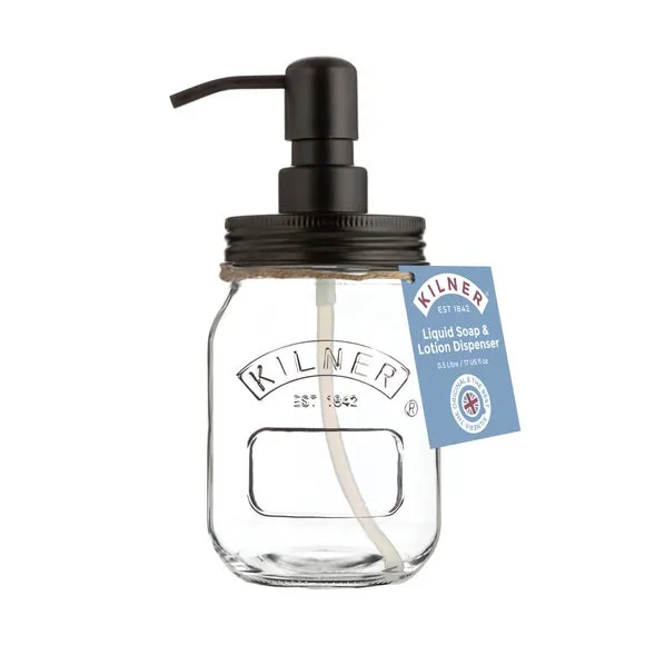 Soap Dispenser with Steel Pump - Clear, Glass